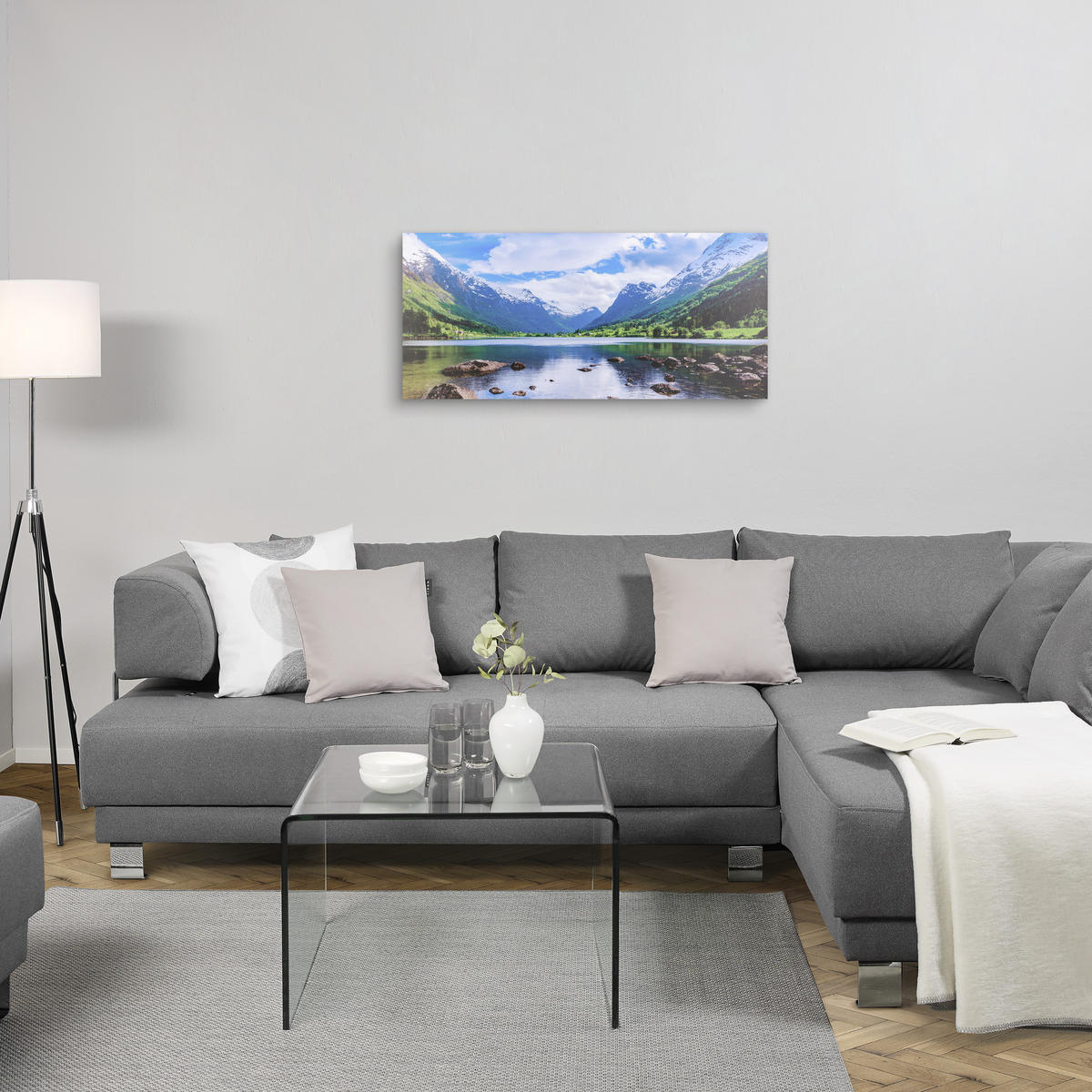 ŠTAMPA NA PLATNU     120/55 cm       - plava/narandžasta, Osnovno, drvo/tekstil (120/55cm) - Monee