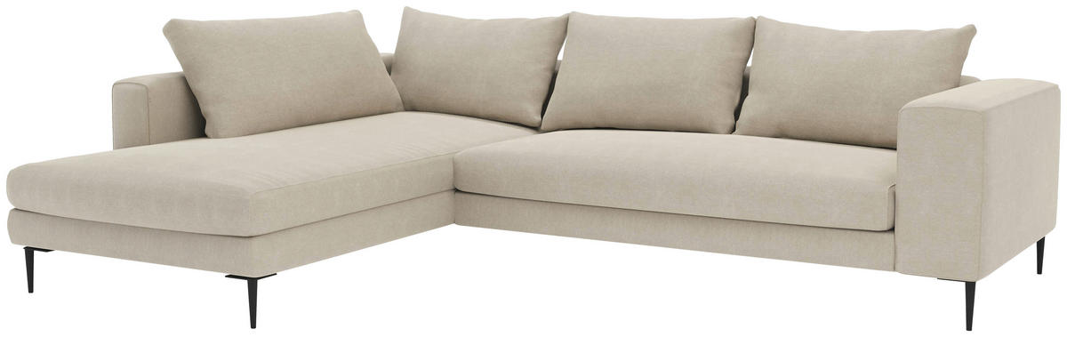 ECKSOFA in Struktur Beige  - Beige/Schwarz, Modern, Textil/Metall (210/295cm) - Trendmanufaktur