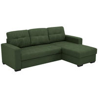 ECKSCHLAFSOFA Mikrofaser Grün Vorziehbank  inkl. Bettkasten, Schlaffunktion  - Schwarz/Grün, Design, Kunststoff/Textil (240/160cm) - Livetastic