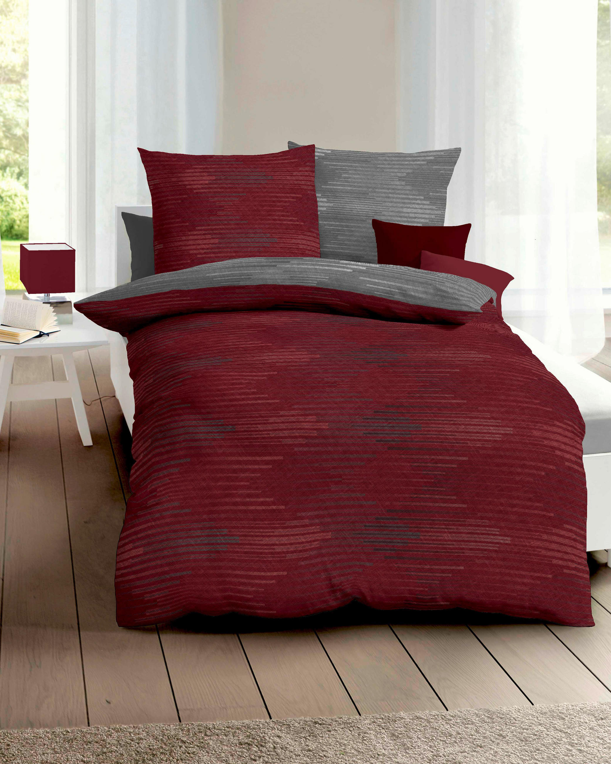 BETTWÄSCHE Makosatin 140/200 cm  - Dunkelrot, KONVENTIONELL, Textil (140/200cm) - Kaeppel