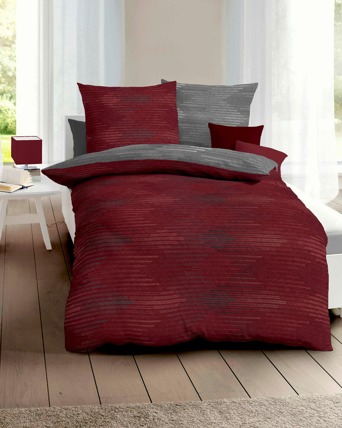 BETTWÄSCHE Makosatin 140/200 cm  - Dunkelrot, KONVENTIONELL, Textil (140/200cm) - Kaeppel
