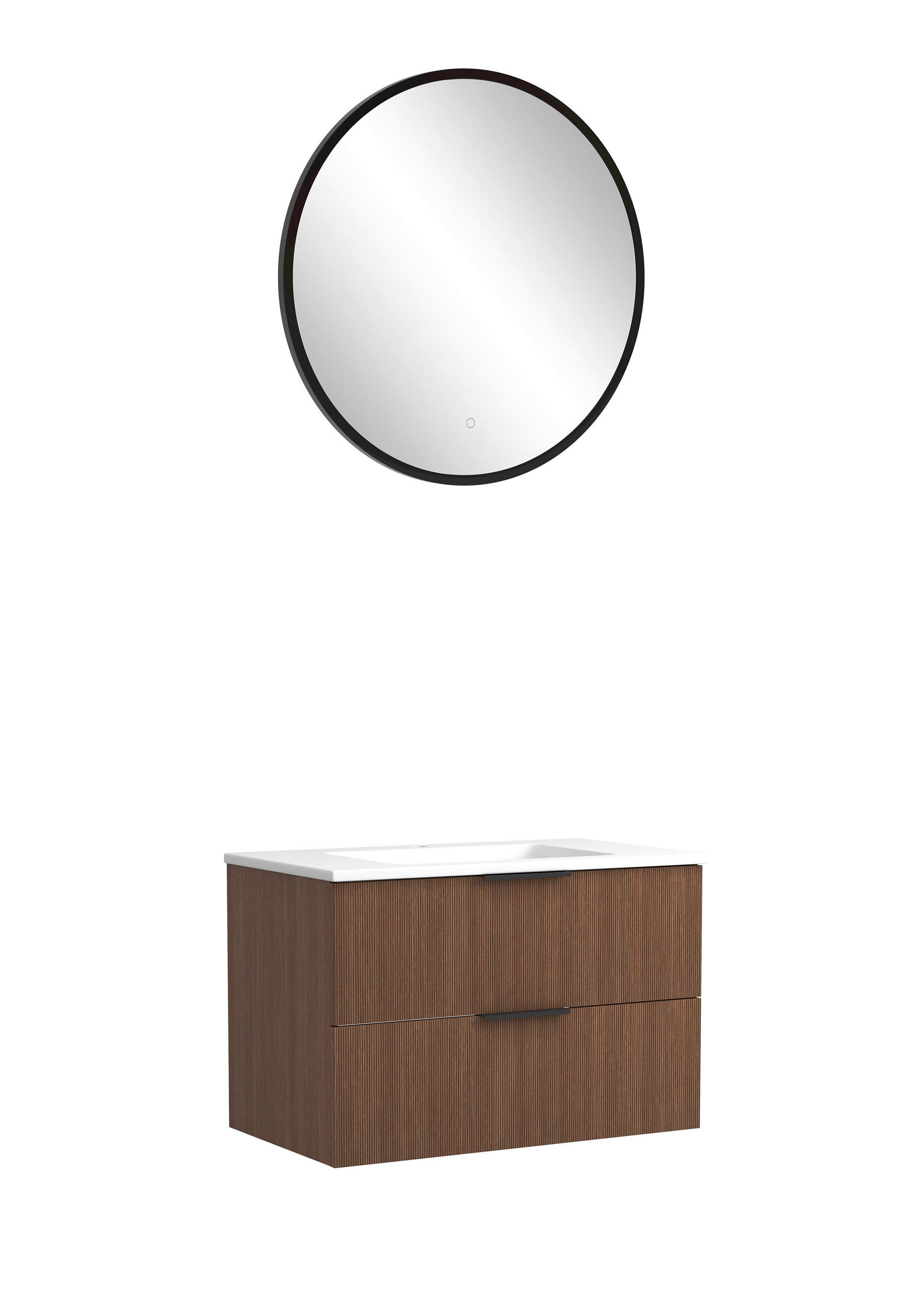 BADEZIMMER 3-teilig  in 80 cm  - Dunkelbraun/Schwarz, Natur, Holzwerkstoff/Stein (80cm) - Held