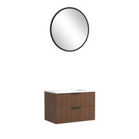 BADEZIMMER 3-teilig  in 80 cm  - Dunkelbraun/Schwarz, Natur, Holzwerkstoff/Stein (80cm) - Held