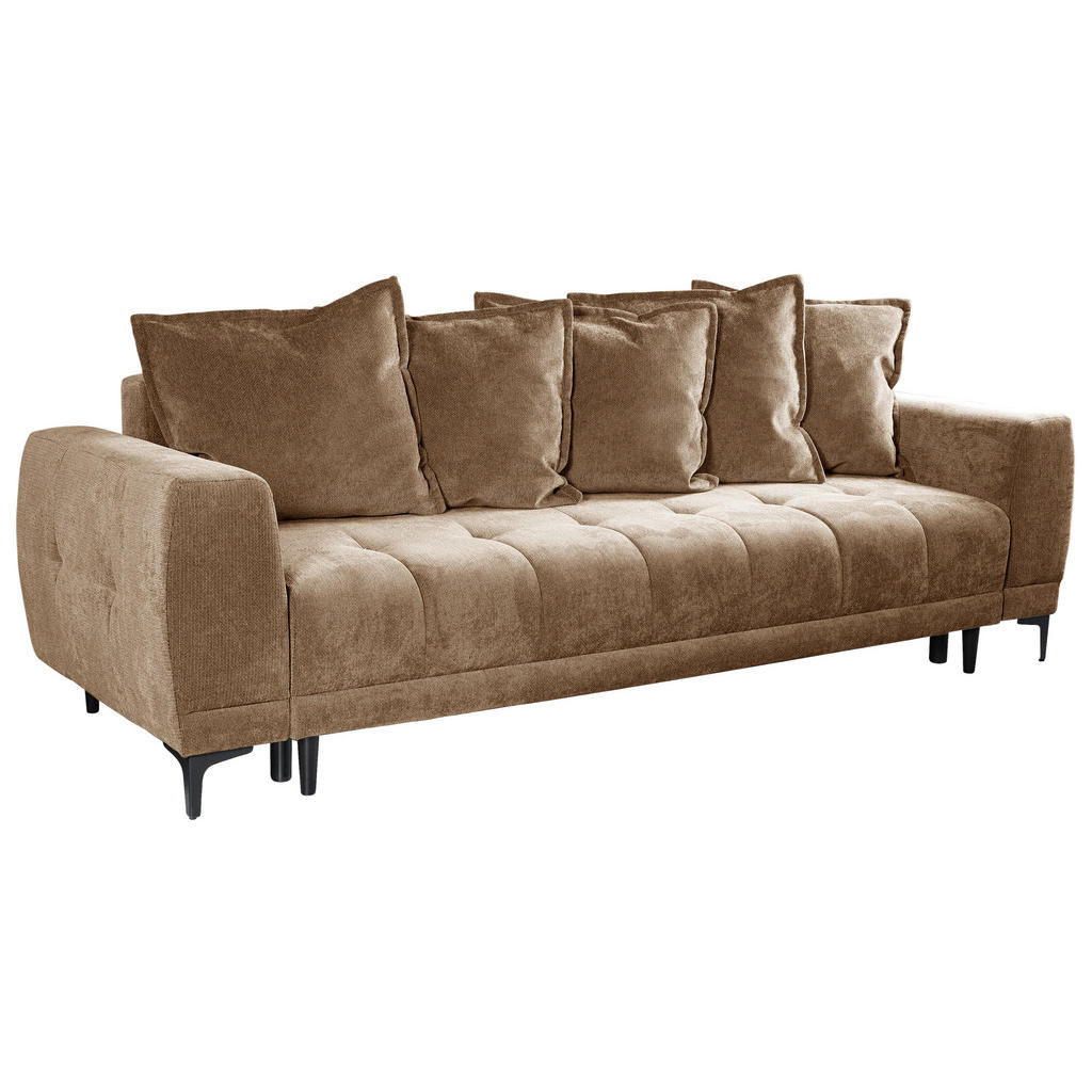 Thumbnail - Mid.you Schlafsofa Weronika, Braun, Holz, Textil, Kiefer, Hartholz, 3-Sitzer, Füllung: Polyurethan (Pur), Silikon, 247x9...