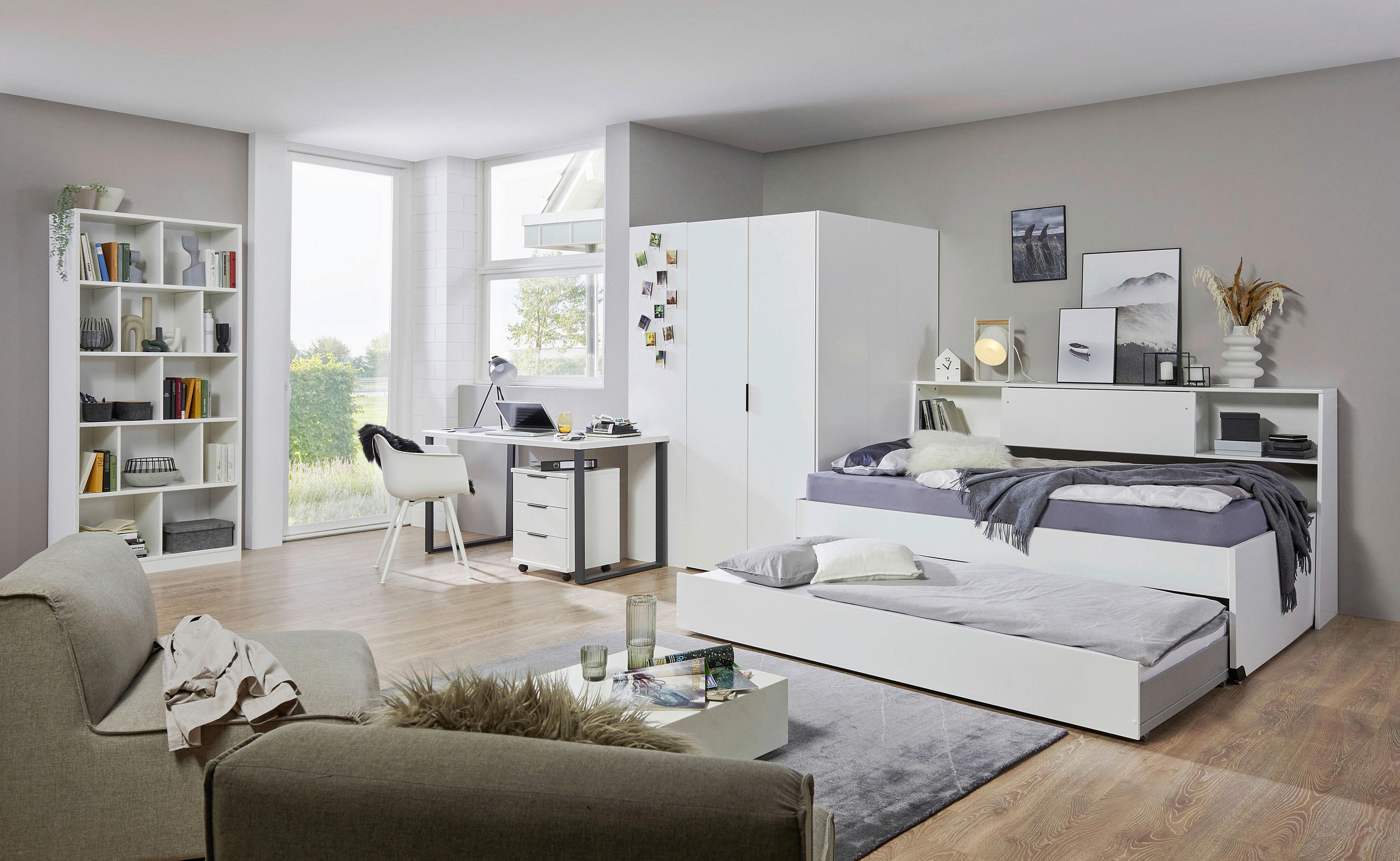 BETT 120/200 cm in Weiss - Weiss/Schwarz, Basics, Holzwerkstoff/Kunststoff (120/200cm) - Boxxx