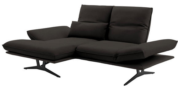 ECKSOFA in Echtleder Graubraun  - Gelb/Graubraun, Design, Leder/Metall (130/210cm) - Dieter Knoll