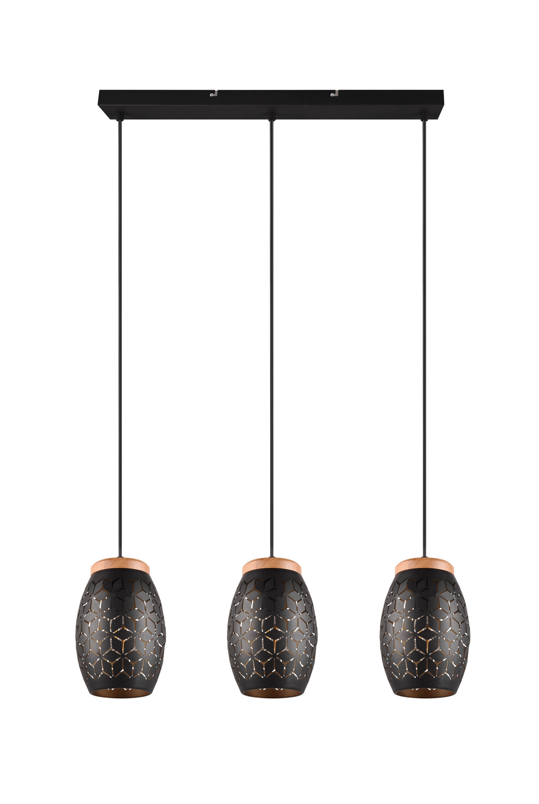 XXXLutz Pendelleuchte Bidar Gold, Schwarz 15x150x71 cm