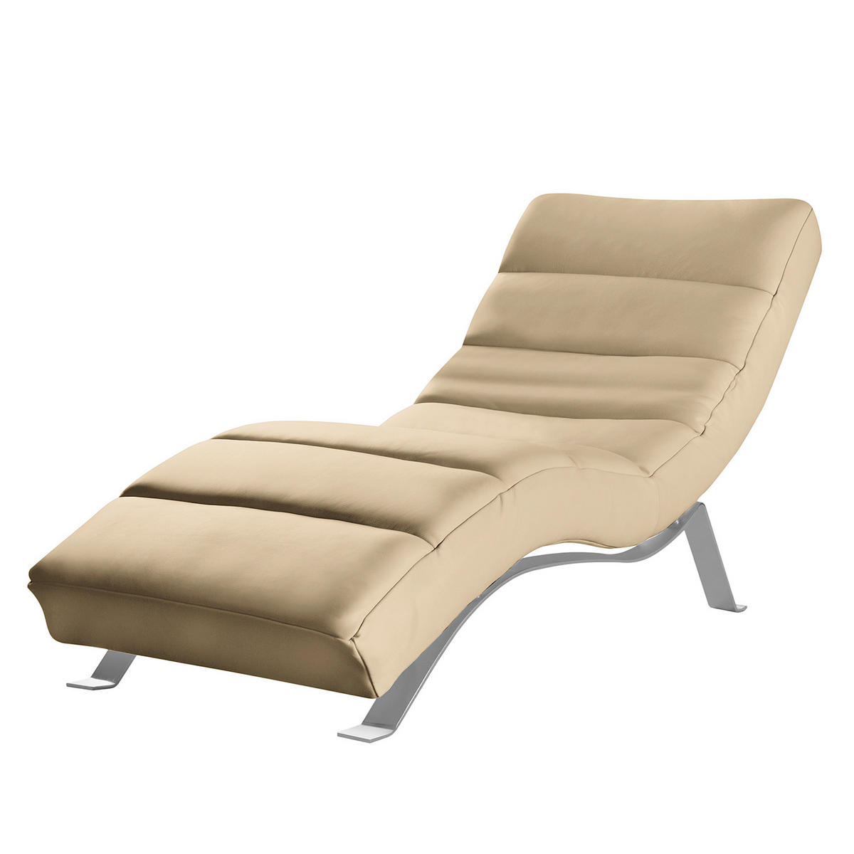 RELAXLIEGE Echtleder Beige  - Beige/Silberfarben, Design, Leder/Metall (65/65-95/171cm) - Livetastic