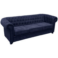 SEDAČKA CHESTERFIELD, drevo, textil, kompozitné drevo, modrá - modrá/čierna, Konventionell, drevo/kompozitné drevo (225/72/92cm) - Livetastic