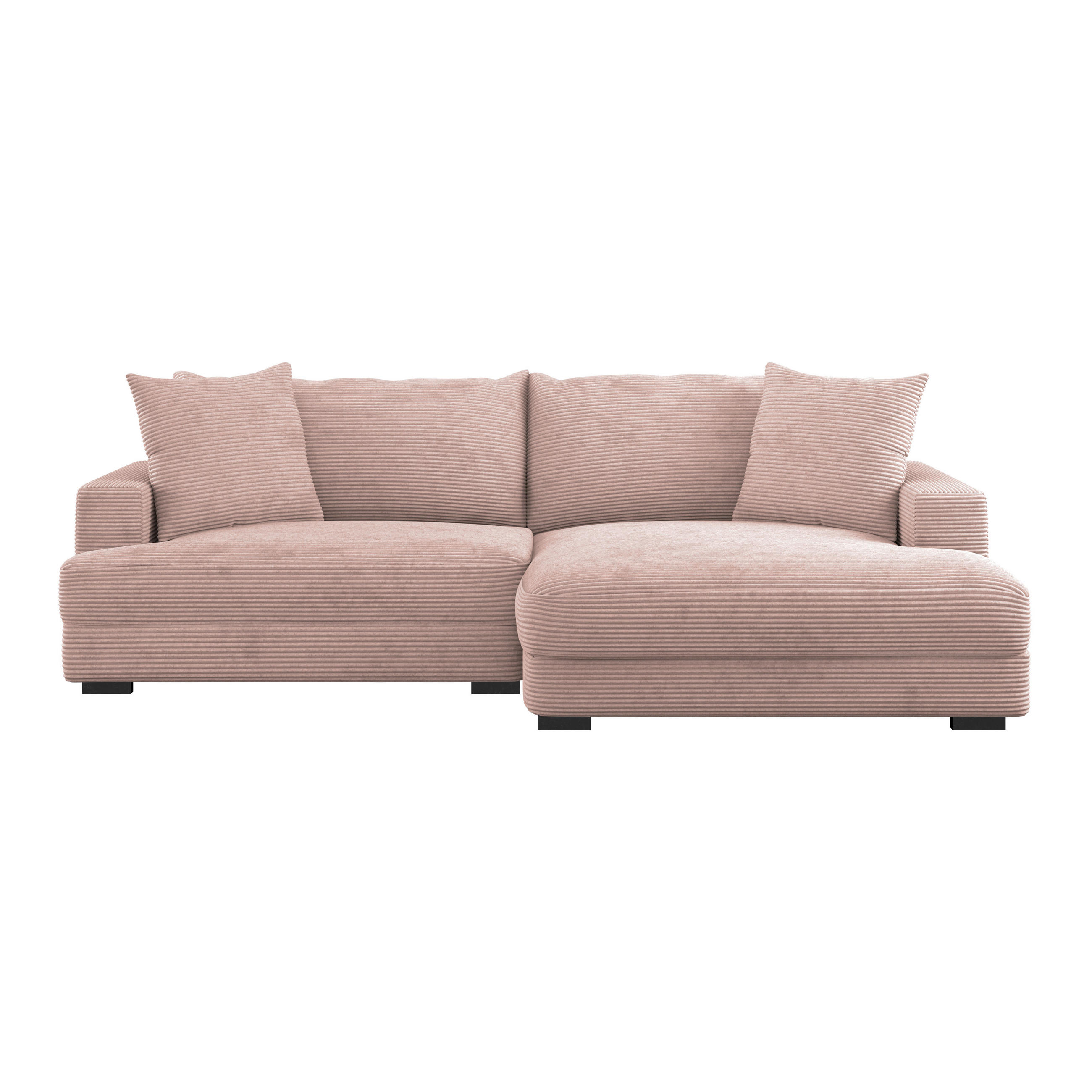 ECKSOFA Rosa Cord  - Schwarz/Rosa, MODERN, Textil (265/180cm) - P & B