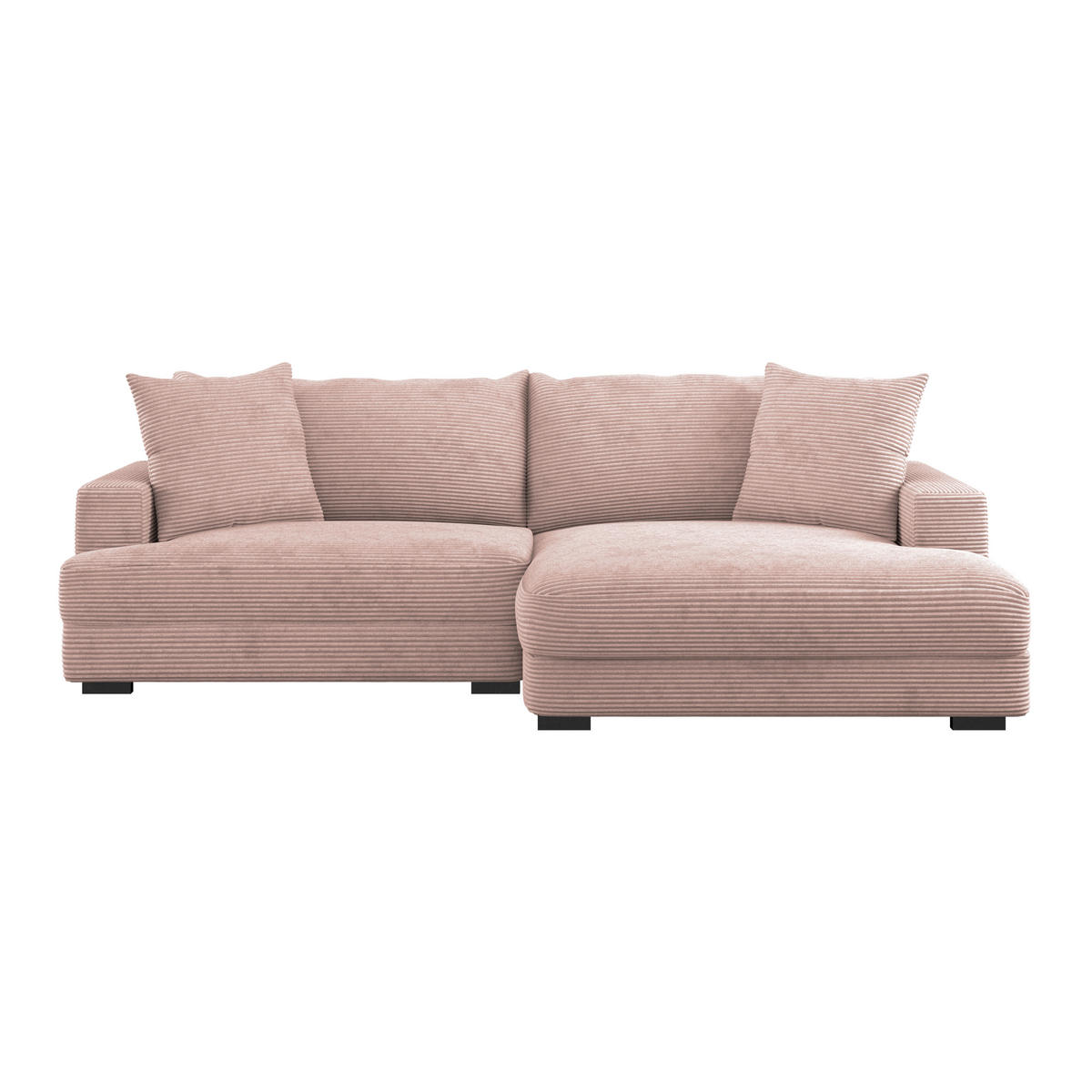 ECKSOFA Rosa Cord  - Schwarz/Rosa, MODERN, Textil (265/180cm) - P & B