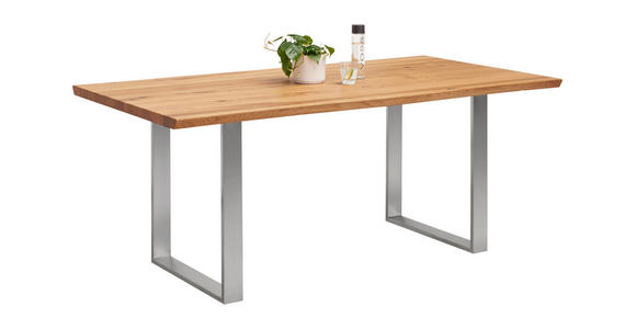 ESSTISCH in Holz 200/100/75 cm  - Edelstahlfarben/Eichefarben, Natur, Holz/Metall (200/100/75cm) - Linea Natura