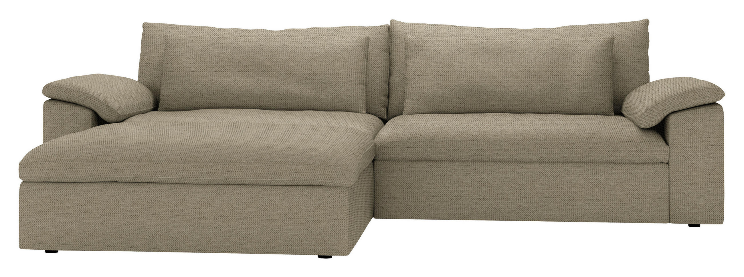 ECKSOFA 198/306 cm  in Chenille Taupe Rückenkissen, Nierenkissen, Armlehnenkissen, Rücken echt  198/306 cm  - Taupe/Schwarz, MODERN, Kunststoff/Textil (198/306cm) - Carryhome