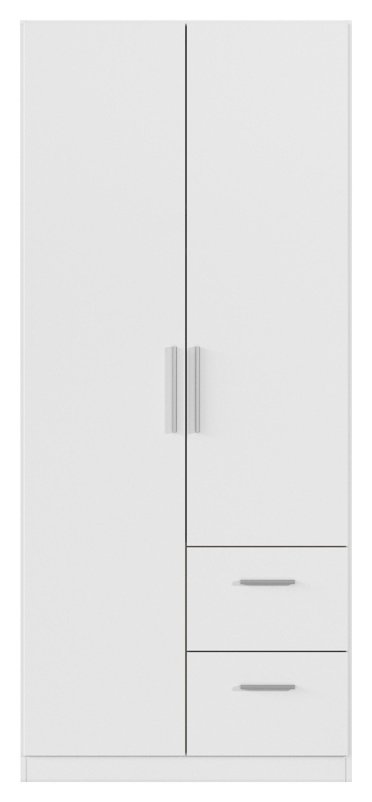 DREHTÜRENSCHRANK 91/210/54 cm,  in Weiß, 2-türig  - Alufarben/Weiß, KONVENTIONELL, Holzwerkstoff/Kunststoff (91/210/54cm) - home24