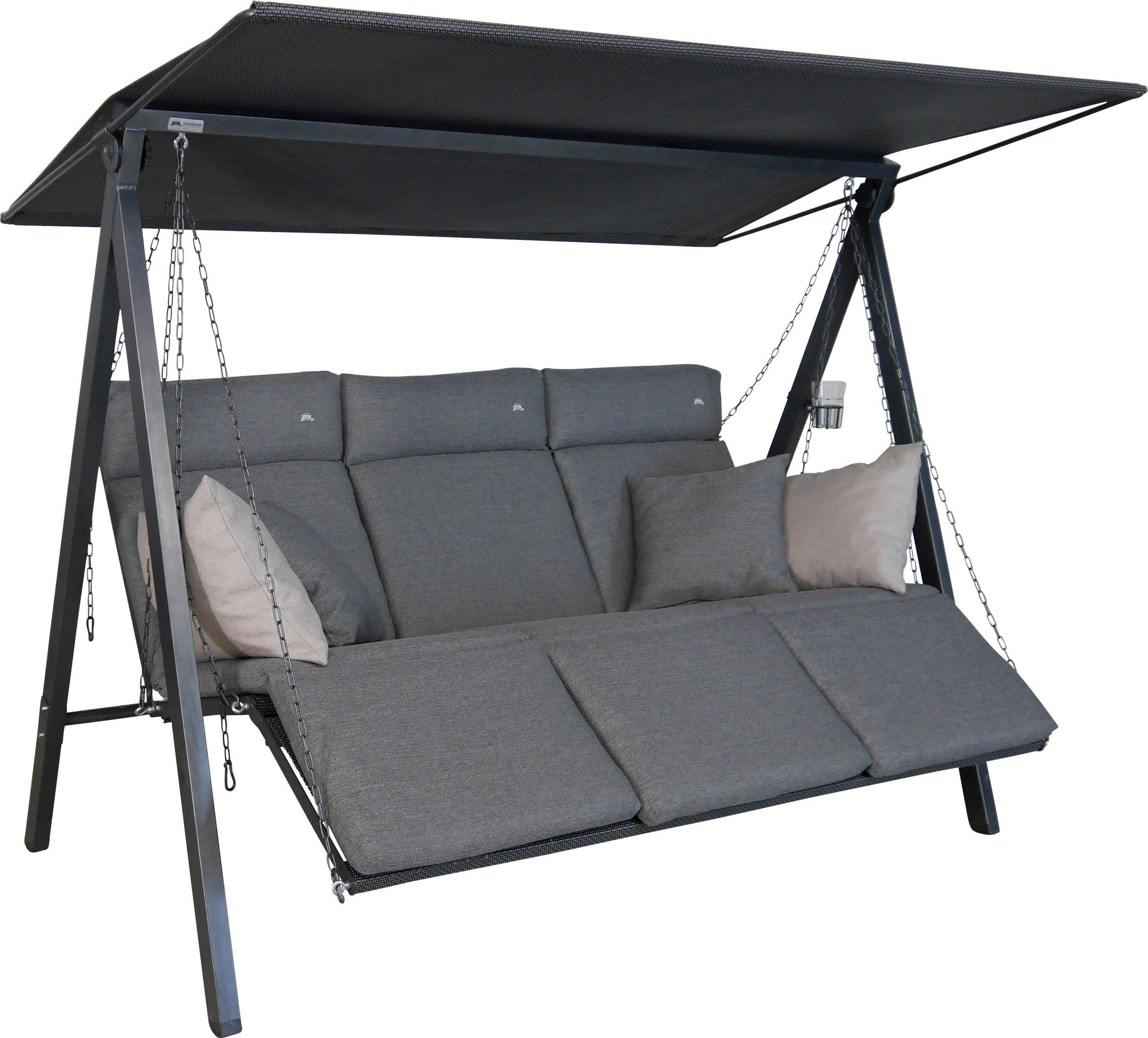 HOLLYWOODSCHAUKEL 210/160/145 cm  - Dunkelgrau/Anthrazit, Basics, Textil/Metall (210/160/145cm) - Boxxx