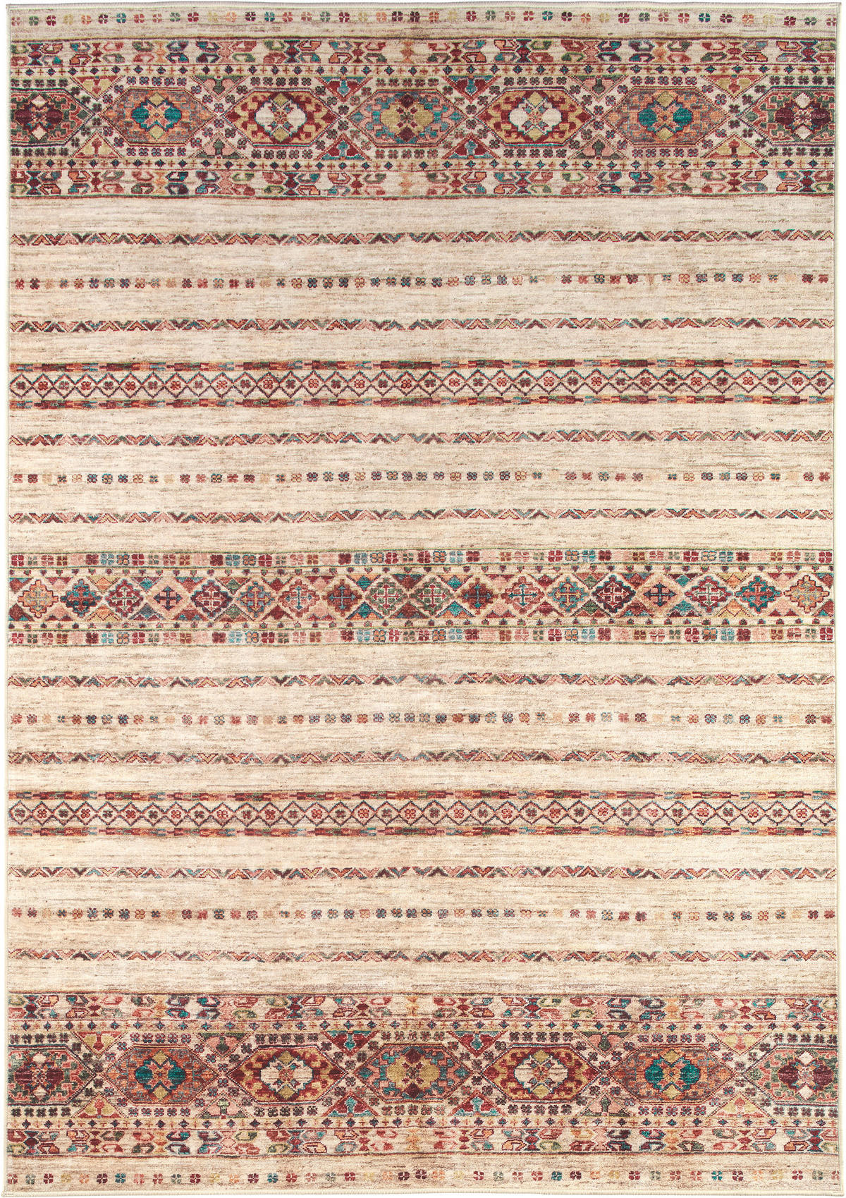 VINTAGE-TEPPICH Cortea Araqan 160/230 cm  in Terracotta, Graublau, Elfenbein  - Elfenbein/Graublau, LIFESTYLE, Kunststoff/Textil (160/230cm) - Lindorug