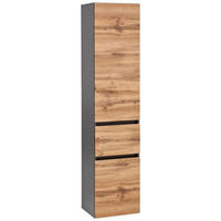 HOCHSCHRANK 40/180/35 cm  - Eichefarben/Silberfarben, KONVENTIONELL, Holzwerkstoff/Kunststoff (40/180/35cm) - Held