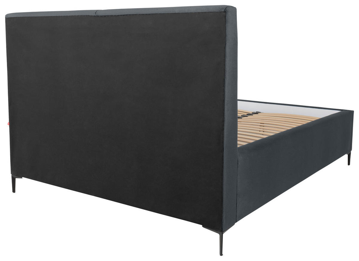 POLSTERBETT 180/200 cm  in Dunkelgrau  - Dunkelgrau/Schwarz, Modern, Holz/Textil (180/200cm) - MID.YOU