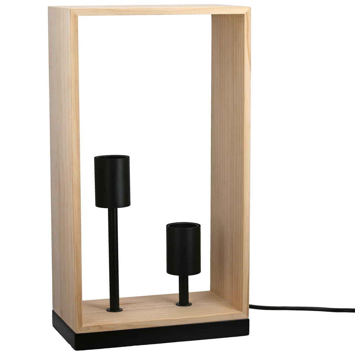 TISCHLEUCHTE Scatola   - Hellbraun/Schwarz, Basics, Holz/Metall (22/40/12cm)