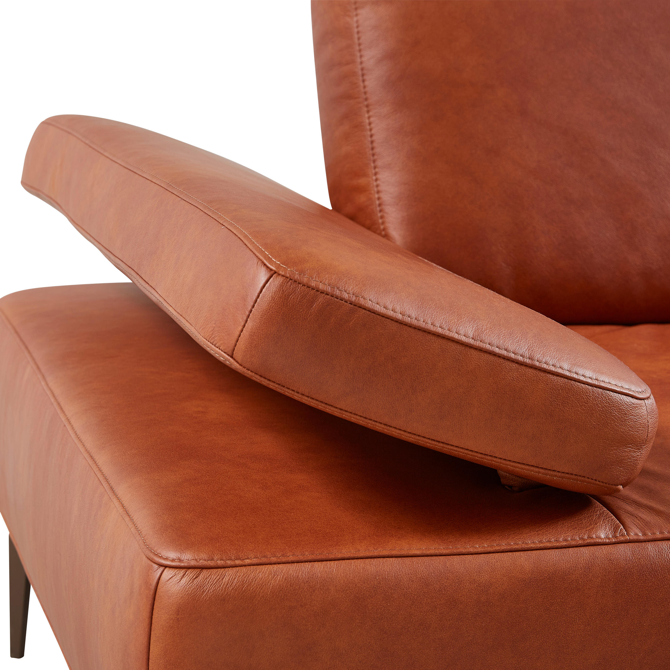 Thumbnail - Valnatura Ecksofa 16580 Sprint, Cognac, Leder, Echtleder, Longlife-Leder, Vintage-Leder, Eiche, Vintage, 3-Sitzer, Füllu...