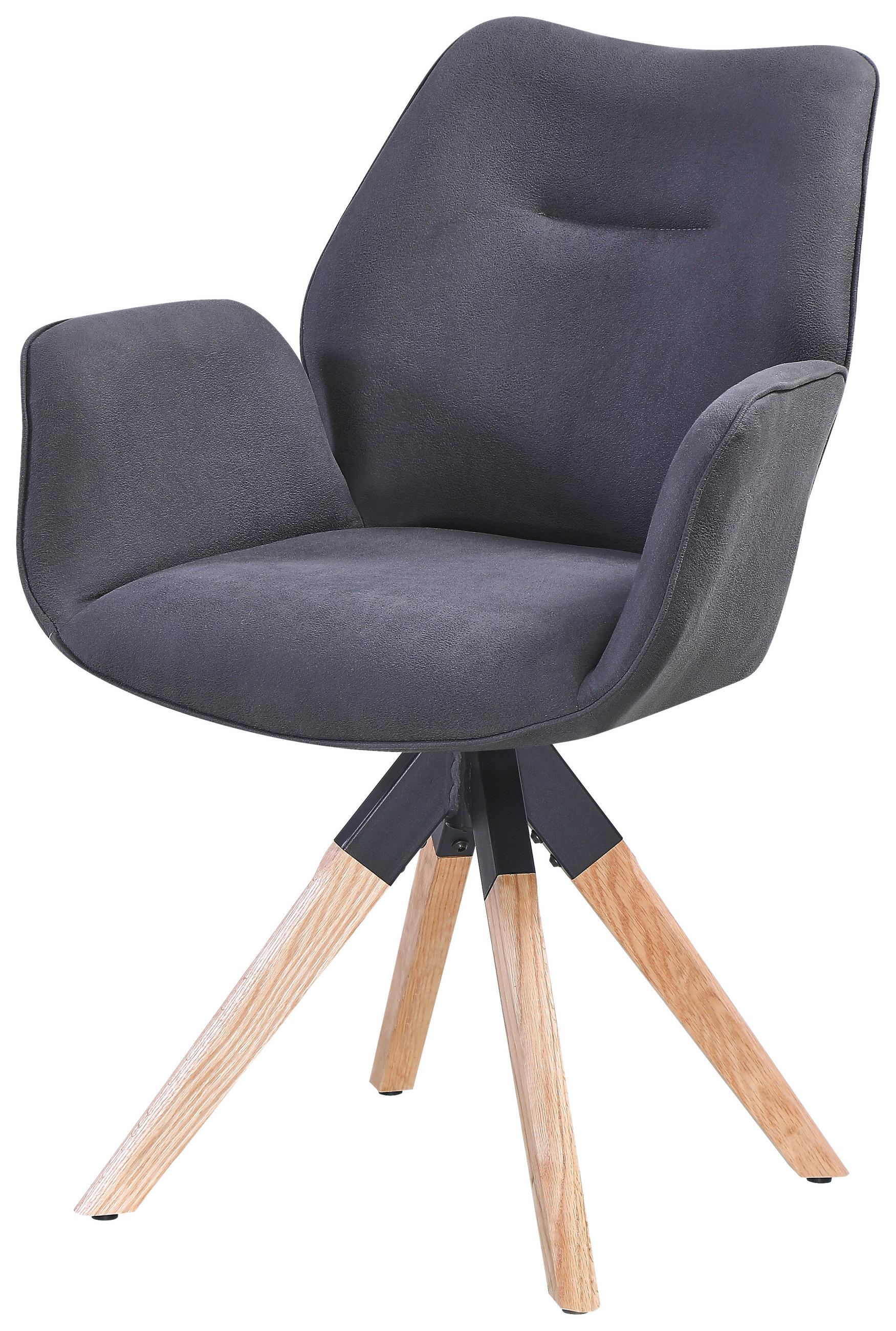 ARMLEHNSTUHL  in Webstoff  - Braun/Naturfarben, MODERN, Holz/Textil (61/86/62cm) - Livetastic