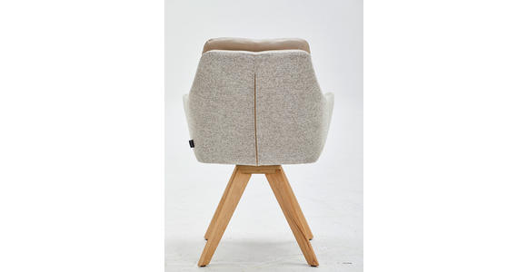 ARMLEHNSTUHL in Webstoff Kombination Echtleder/Stoff pigmentiert - Wildeiche/Beige, Design, Leder/Holz (62/90/65cm) - Waldwelt