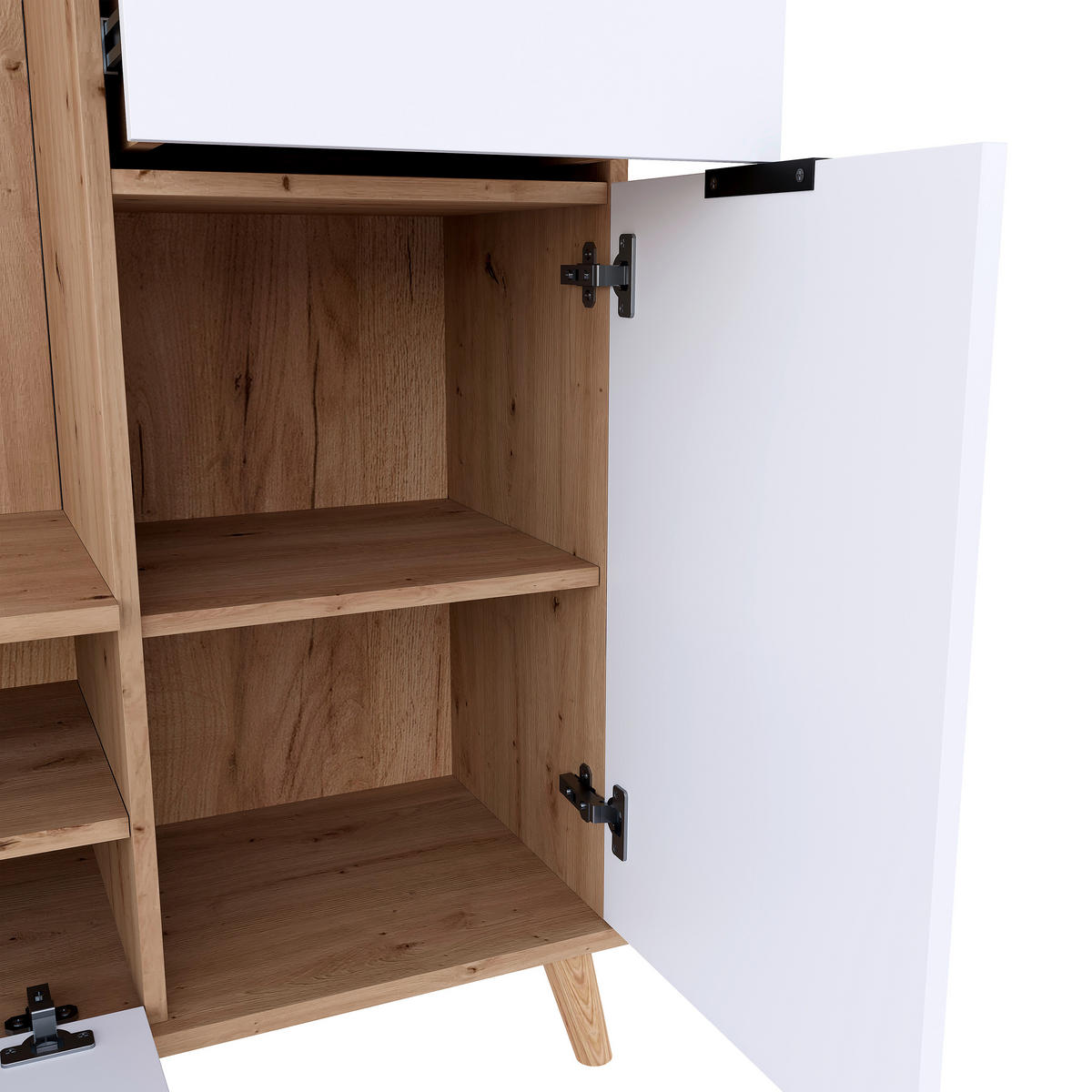 HALLMÖBEL  i 100/202/40 cm  - vit/ek Artisan, Design, trämaterial/glas (100/202/40cm) - home24