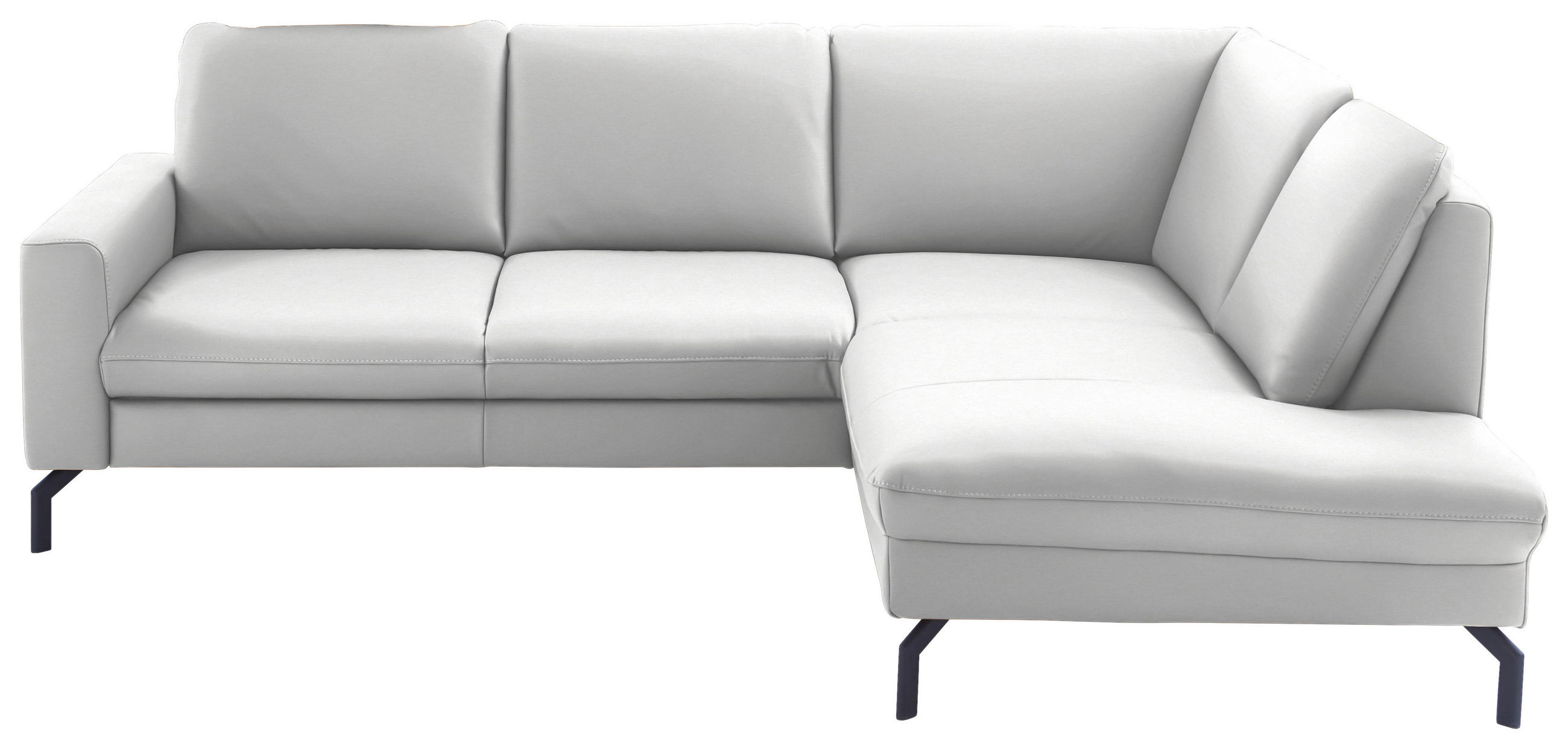 ECKSOFA in Echtleder Weiss  - Weiss/Schwarz, Design, Leder/Metall (250/194cm) - Beldomo Premium