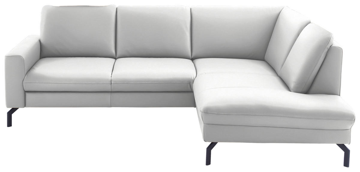 ECKSOFA in Echtleder Weiss  - Weiss/Schwarz, Design, Leder/Metall (250/194cm) - Beldomo Premium