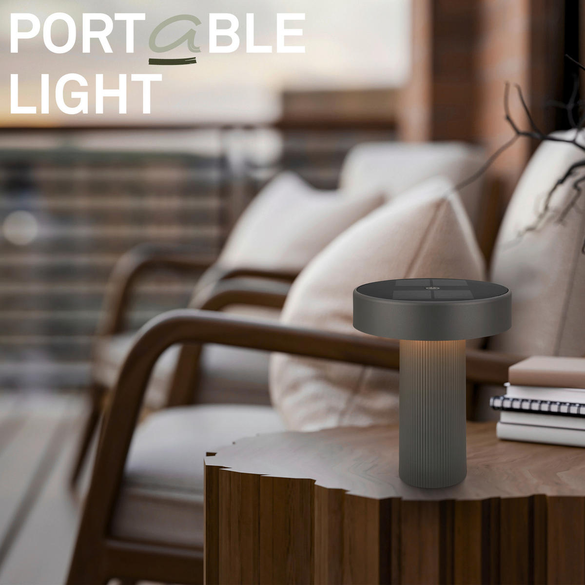 AKKU-TISCHLEUCHTE 16/20 cm  - Anthrazit, Design, Kunststoff (16/20cm)