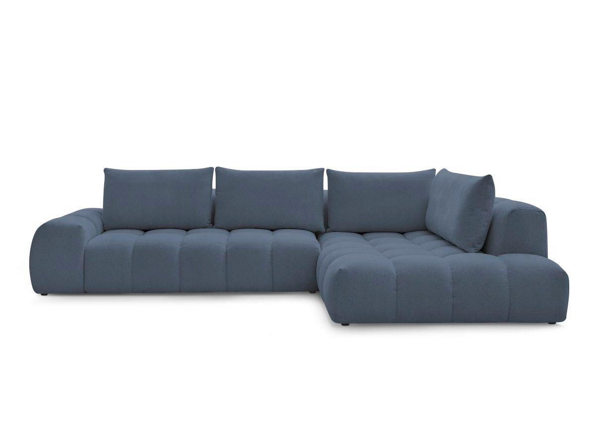 ECKSOFA Ottomane rechts  EVEREST Dunkelblau Flachgewebe  - Schwarz/Dunkelblau, MODERN, Kunststoff/Textil (352/210cm) - Livetastic