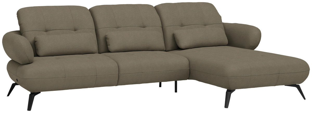ECKSOFA Flachgewebe Braun  - Schwarz/Braun, Design, Textil/Metall (282/189cm) - Novel