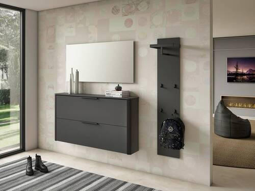 Thumbnail - Dieter Knoll Hängeschuhschrank, Anthrazit, Schwarz, Metall, 1 Schubladen, 152x80x28 cm, Typenauswahl, hängend, Garderobe...