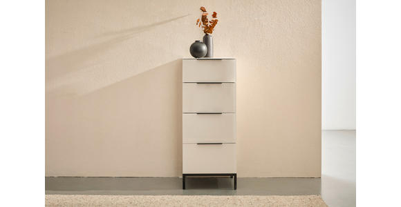 KOMMODE , 45/99,7/42 cm, 4 Schublade(n)  - Kaschmir/Schwarz, Design, Glas/Holzwerkstoff (45/99,7/42cm) - Novel