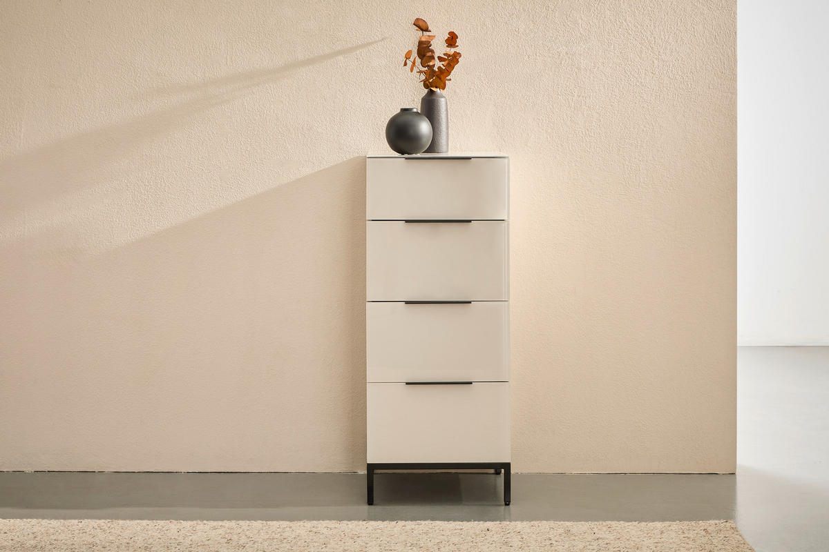 KOMMODE , 45/99,7/42 cm, 4 Schublade(n)  - Kaschmir/Schwarz, Design, Glas/Holzwerkstoff (45/99,7/42cm) - Novel