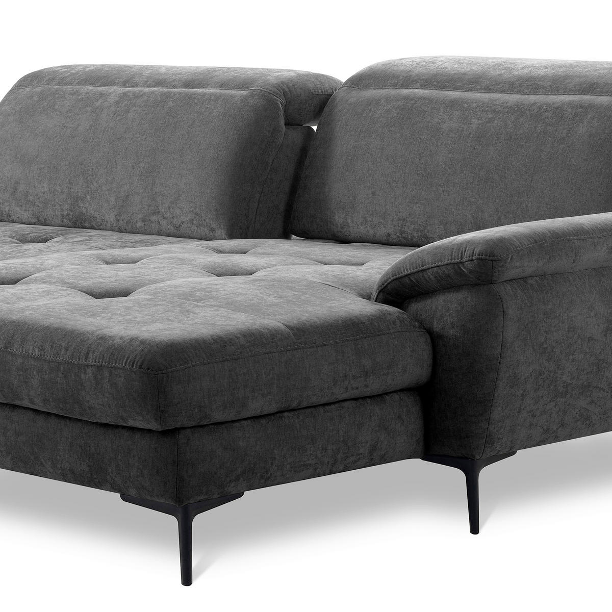 ECKSOFA  Webstoff Schwarz  - Schwarz, Design, Textil/Metall (268/195cm) - Livetastic