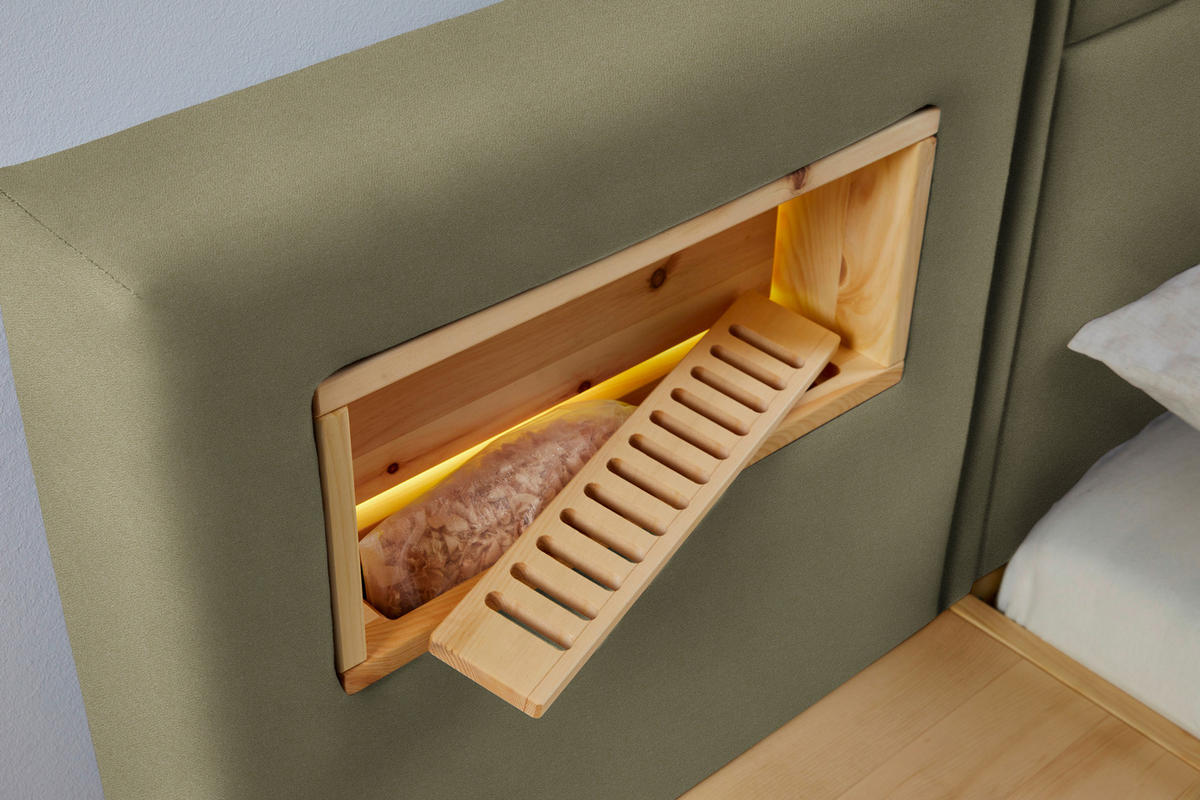 BOXSPRINGBETT 200/200 cm  in Grün, Eichefarben  - Eichefarben/Grün, Natur, Holz/Textil (200/200cm) - Valnatura