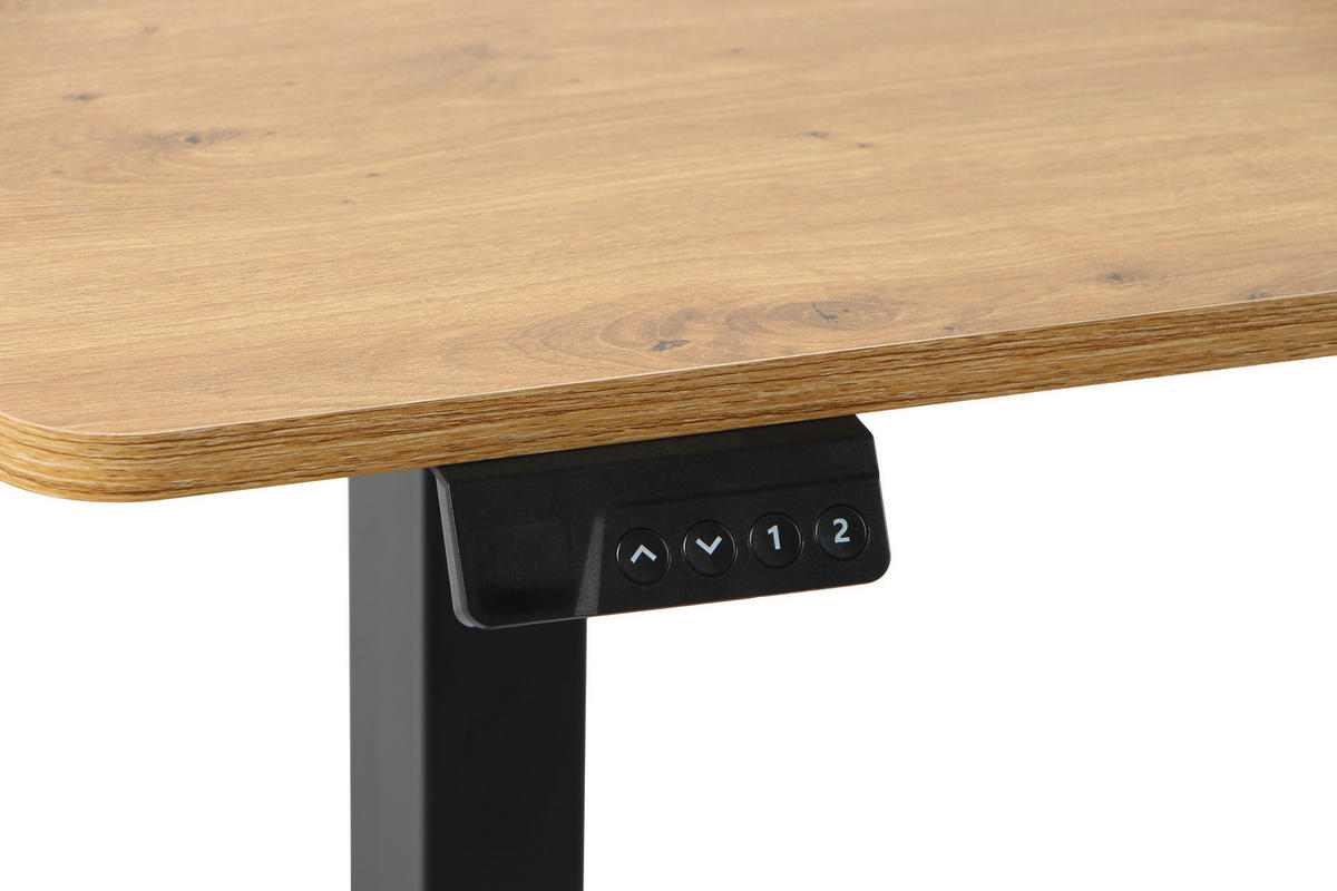 PÍSACÍ STÔL, čierna, farba duba, 120/60/73-118 cm - čierna/farba duba, Design, kov/kompozitné drevo (120/60/73-118cm) - Carryhome