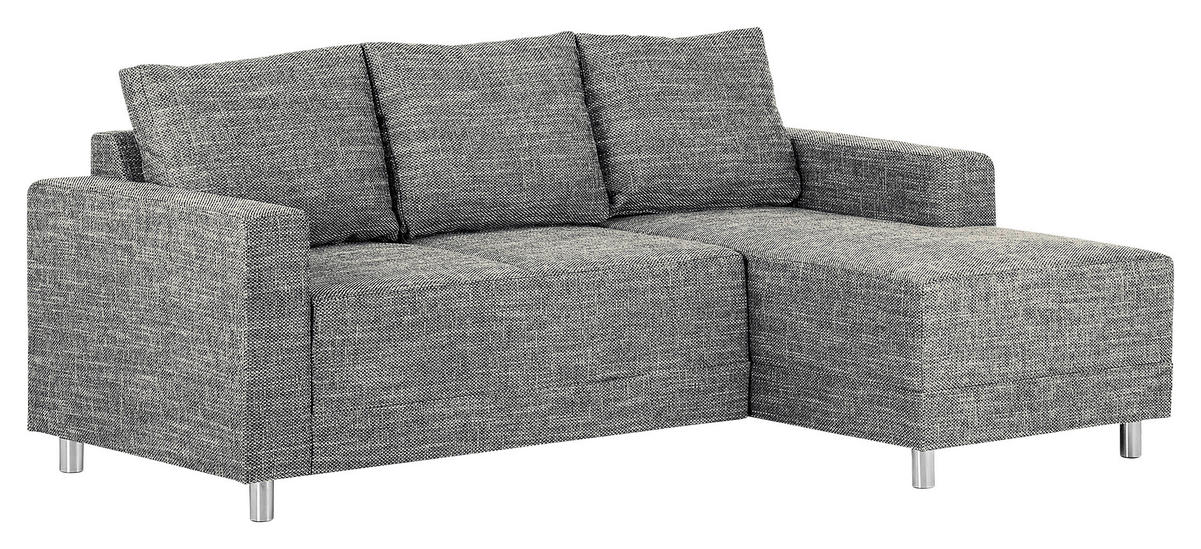 ECKSOFA in Struktur Grau  - Chromfarben/Grau, Design, Textil/Metall (200/144cm) - MID.YOU