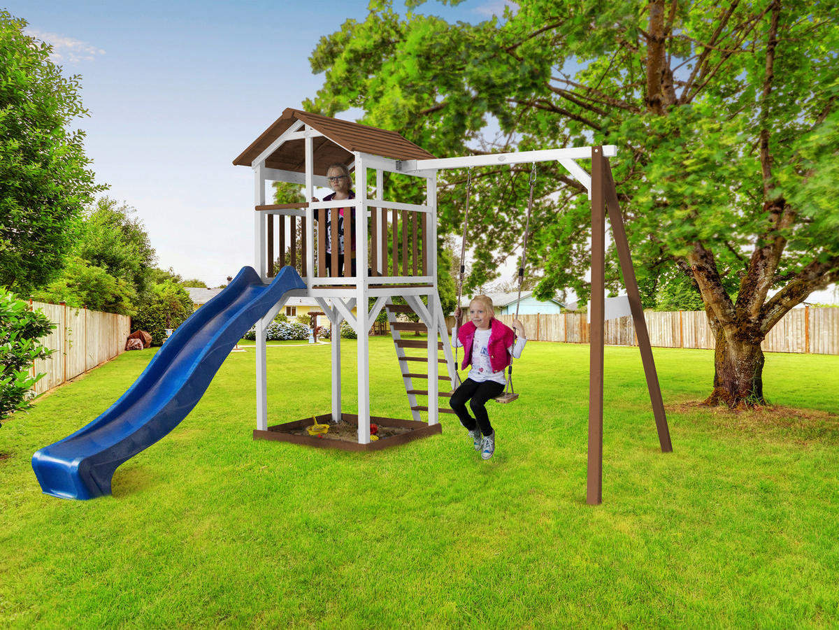AXI BEACH TOWER SINGLE SWING 283,60/241.9/349 cm  - Blau/Braun, KONVENTIONELL, Holz (283,60/241.9/349cm) - Ambia Garden