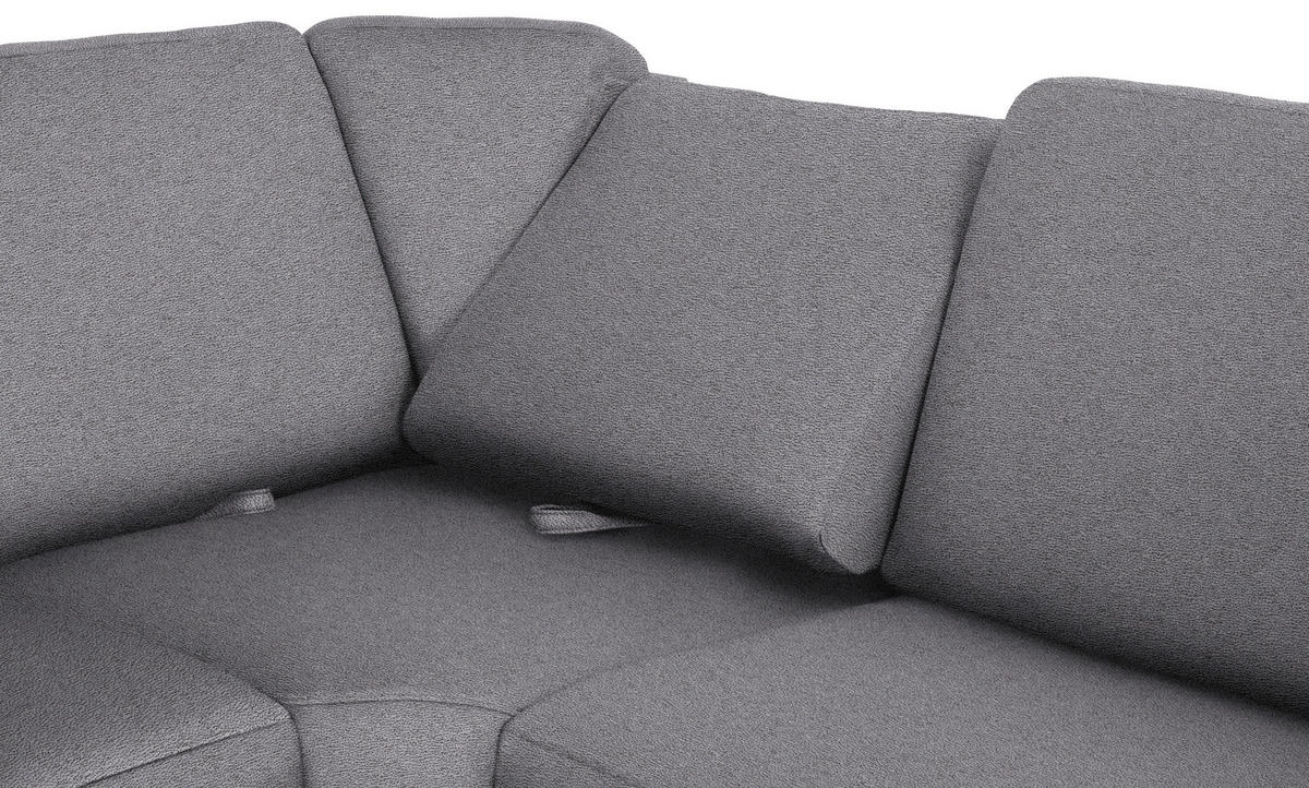 WOHNLANDSCHAFT in Flachgewebe Grau  - Chromfarben/Grau, Konventionell, Textil/Metall (163/336/240cm) - Beldomo System