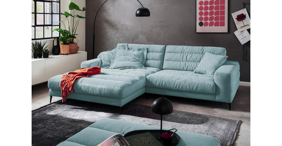 ECKSOFA Hellblau Cord - Schwarz/Hellblau, Design, Textil/Metall (207/296cm) - Dieter Knoll