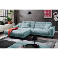 ECKSOFA Ottomane links  Hellblau Cord  - Schwarz/Hellblau, Design, Textil/Metall (207/296cm) - Dieter Knoll