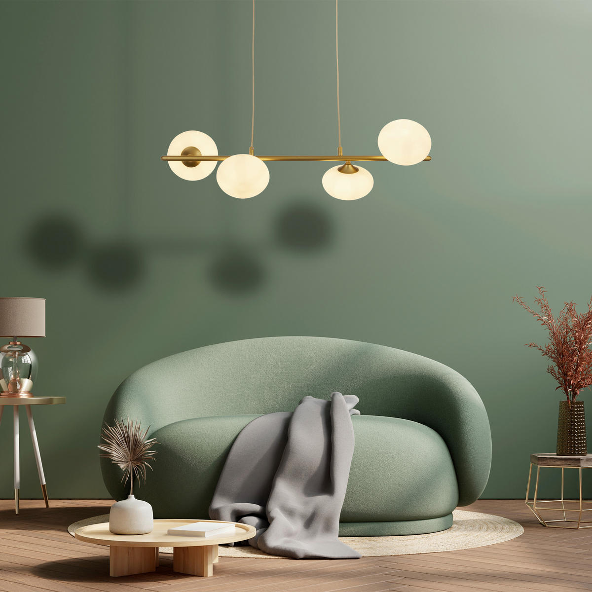 Pendul  76/120/23 cm   - alb/auriu, Basics, sticlă/metal (76/120/23cm)