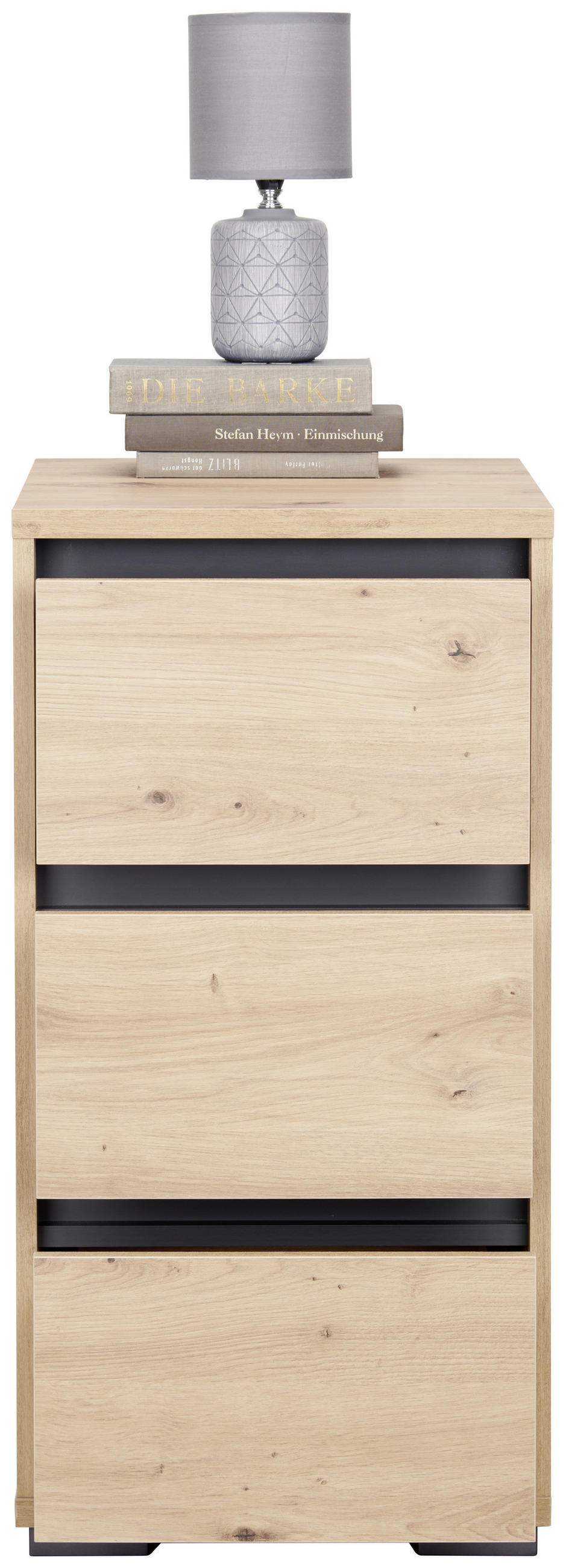 NOČNÍ STOLEK, antracitová, barvy dubu, 40/79/48 cm - barvy dubu/antracitová, Design, kompozitní dřevo/plast (40/79/48cm) - Carryhome
