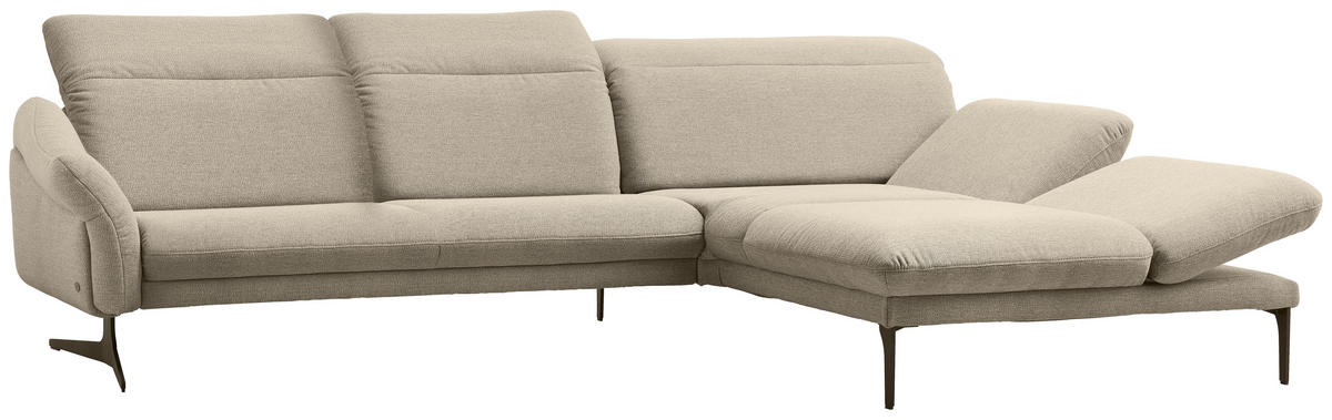 ECKSOFA in Webstoff Beige  - Anthrazit/Beige, Design, Textil/Metall (299/203cm) - Himolla