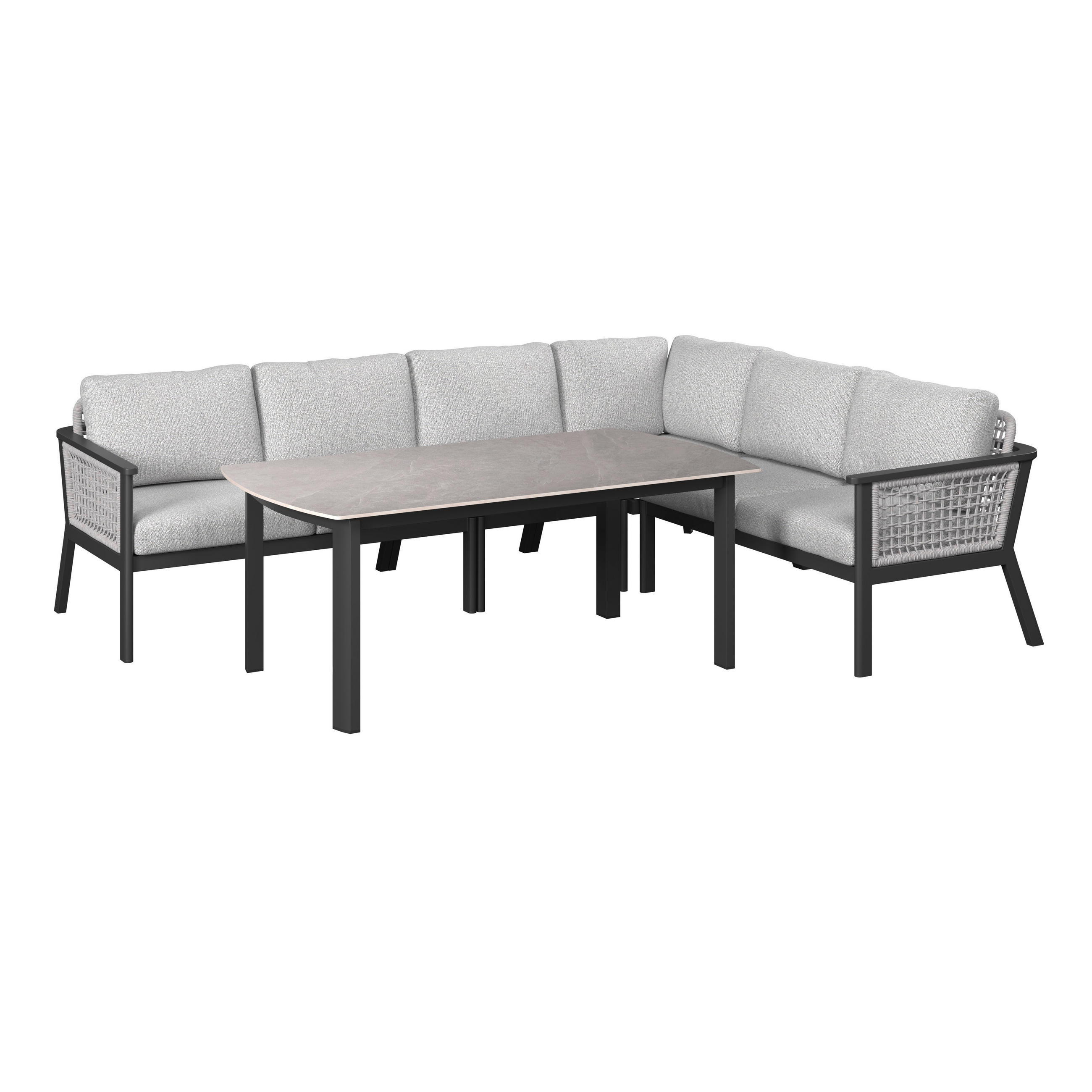 DINING-LOUNGESET 271/209 cm Aluminium  - Anthrazit/Grau, Basics, Textil/Stein (271/209cm) - Amatio