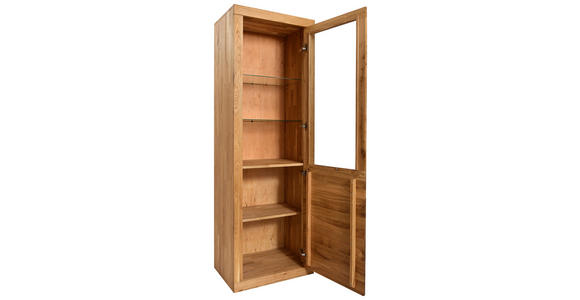 VITRINE in massiv Wildeiche Wildeiche - Wildeiche/Alufarben, Natur, Glas/Holz (65/192/42cm) - Carryhome