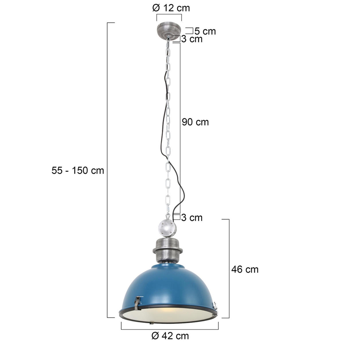PENDELLEUCHTE  42/145/42 cm   - Blau, Trend, Glas/Metall (42/145/42cm)