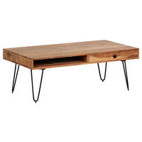 DOHÁNYZÓASZTAL fa 110/60/40 cm   - akácia színű/fekete, Design, fém/fa (110/60/40cm) - MID.YOU